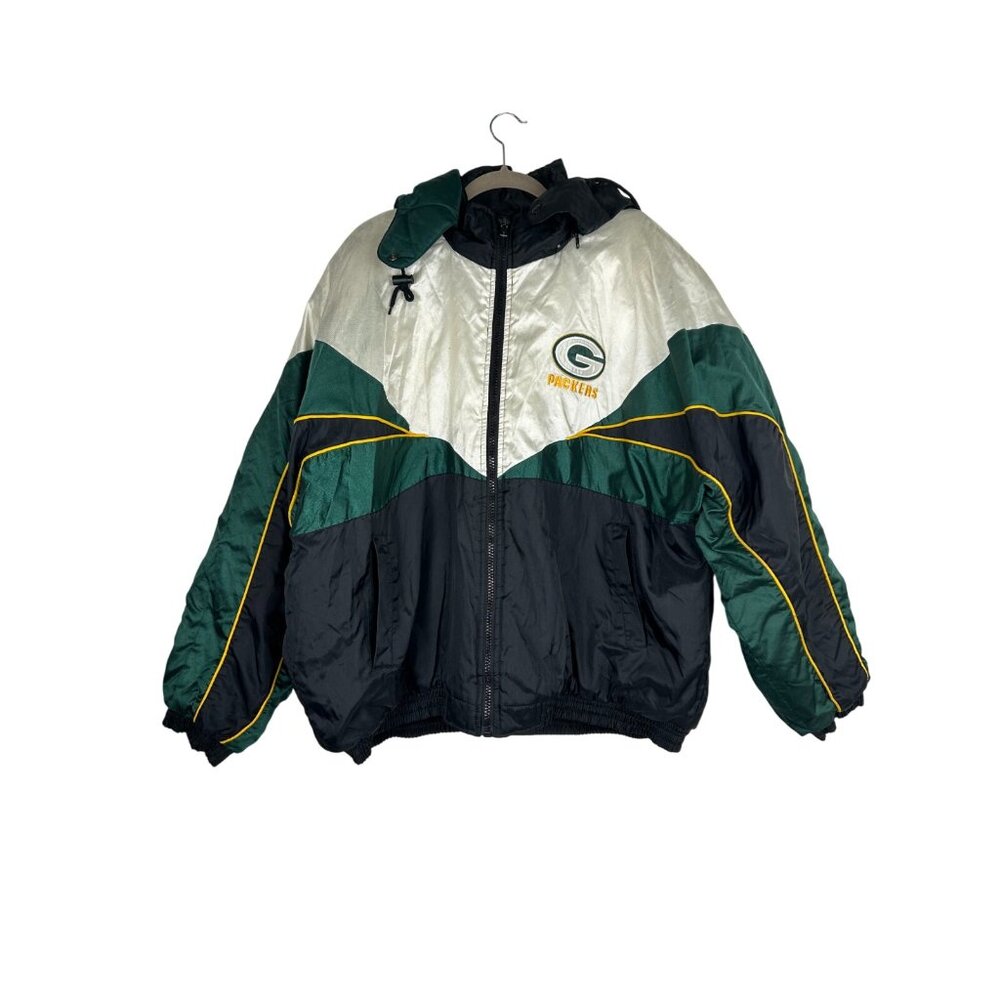 Vintage Green Bay Packers Pro Player Hooded Quilt Lined NFL Jacket Men’s XXL